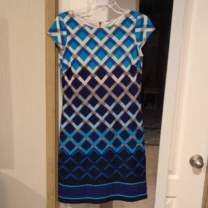 Roz & Ali Blue Geometric Midi Dress